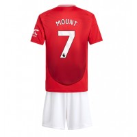 Camisa de Futebol Manchester United Mason Mount #7 Equipamento Principal Infantil 2024-25 Manga Curta (+ Calças curtas)